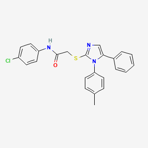 molecular formula C24H20ClN3OS B2679092 N-(4-氯苯基)-2-((5-苯基-1-(对甲苯基)-1H-咪唑-2-基)硫代)乙酰胺 CAS No. 1207023-30-0