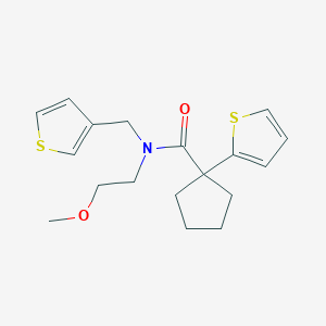 molecular formula C18H23NO2S2 B2679095 N-(2-methoxyethyl)-1-(thiophen-2-yl)-N-(thiophen-3-ylmethyl)cyclopentanecarboxamide CAS No. 1219913-22-0