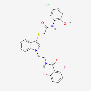 molecular formula C26H22ClF2N3O3S B2679105 N-(2-(3-((2-((5-chloro-2-methoxyphenyl)amino)-2-oxoethyl)thio)-1H-indol-1-yl)ethyl)-2,6-difluorobenzamide CAS No. 851714-48-2