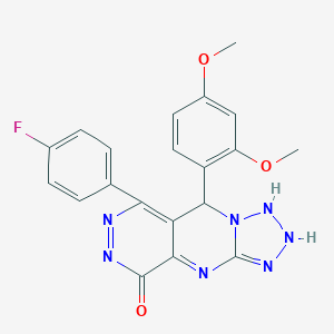 molecular formula C20H16FN7O3 B267911 8-(2,4-dimethoxyphenyl)-10-(4-fluorophenyl)-2,4,5,6,7,11,12-heptazatricyclo[7.4.0.03,7]trideca-1,3,9,11-tetraen-13-one 