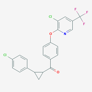 molecular formula C22H14Cl2F3NO2 B2679116 [2-(4-Chlorophenyl)cyclopropyl](4-{[3-chloro-5-(trifluoromethyl)-2-pyridinyl]oxy}phenyl)methanone CAS No. 338401-40-4