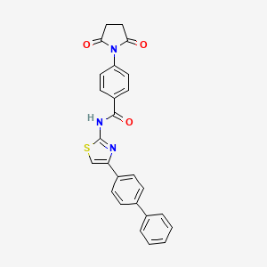 molecular formula C26H19N3O3S B2679123 4-(2,5-dioxopyrrolidin-1-yl)-N-[4-(4-phenylphenyl)-1,3-thiazol-2-yl]benzamide CAS No. 392246-35-4