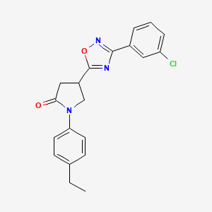 molecular formula C20H18ClN3O2 B2679128 4-(3-(3-Chlorophenyl)-1,2,4-oxadiazol-5-yl)-1-(4-ethylphenyl)pyrrolidin-2-one CAS No. 941998-11-4