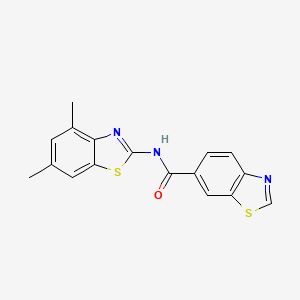 molecular formula C17H13N3OS2 B2679135 N-(4,6-二甲基-1,3-苯并噻唑-2-基)-1,3-苯并噻唑-6-甲酰胺 CAS No. 681167-47-5