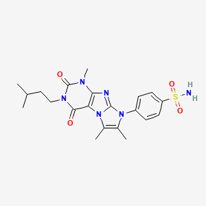 molecular formula C21H26N6O4S B2679137 4-(3-异戊基-1,6,7-三甲基-2,4-二氧代-3,4-二氢-1H-咪唑并[2,1-f]嘧啶-8(2H)-基)苯磺酰胺 CAS No. 923367-27-5