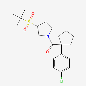 molecular formula C20H28ClNO3S B2679146 (3-(叔丁基磺酰)吡咯烷-1-基)(1-(4-氯苯基)环戊基)甲酮 CAS No. 1797247-94-9