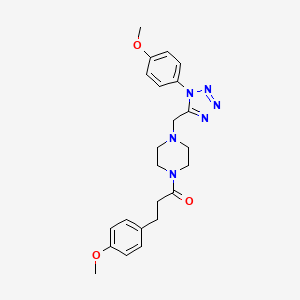 molecular formula C23H28N6O3 B2679154 3-(4-methoxyphenyl)-1-(4-((1-(4-methoxyphenyl)-1H-tetrazol-5-yl)methyl)piperazin-1-yl)propan-1-one CAS No. 1040679-19-3