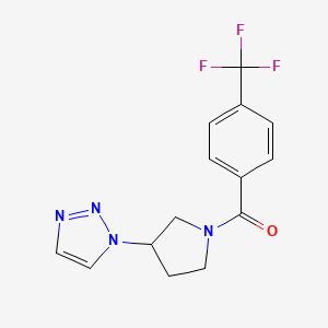 molecular formula C14H13F3N4O B2679162 (3-(1H-1,2,3-triazol-1-yl)pyrrolidin-1-yl)(4-(trifluoromethyl)phenyl)methanone CAS No. 1798489-12-9