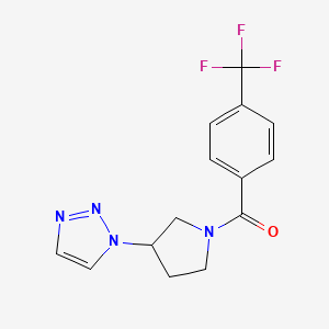 molecular formula C14H13F3N4O B2679162 1-{1-[4-(trifluoromethyl)benzoyl]pyrrolidin-3-yl}-1H-1,2,3-triazole CAS No. 1798489-12-9