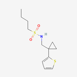 molecular formula C12H19NO2S2 B2679166 N-((1-(thiophen-2-yl)cyclopropyl)methyl)butane-1-sulfonamide CAS No. 1210958-86-3