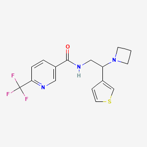 molecular formula C16H16F3N3OS B2679168 N-(2-(氮杂环丙烷-1-基)-2-(噻吩-3-基)乙基)-6-(三氟甲基)烟酰胺 CAS No. 2034457-18-4