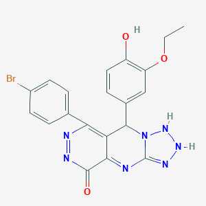 molecular formula C20H16BrN7O3 B267917 10-(4-bromophenyl)-8-(3-ethoxy-4-hydroxyphenyl)-2,4,5,6,7,11,12-heptazatricyclo[7.4.0.03,7]trideca-1,3,9,11-tetraen-13-one 