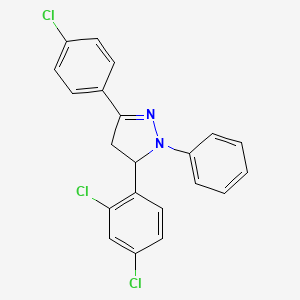 molecular formula C21H15Cl3N2 B2679170 3-(4-chlorophenyl)-5-(2,4-dichlorophenyl)-1-phenyl-4,5-dihydro-1H-pyrazole CAS No. 329727-31-3