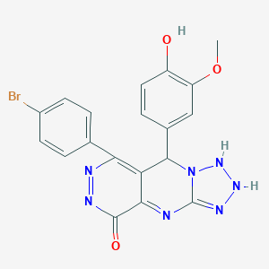 molecular formula C19H14BrN7O3 B267918 10-(4-bromophenyl)-8-(4-hydroxy-3-methoxyphenyl)-2,4,5,6,7,11,12-heptazatricyclo[7.4.0.03,7]trideca-1,3,9,11-tetraen-13-one 