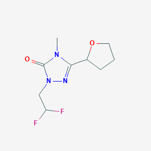 molecular formula C9H13F2N3O2 B2679187 1-(2,2-difluoroethyl)-4-methyl-3-(oxolan-2-yl)-4,5-dihydro-1H-1,2,4-triazol-5-one CAS No. 2200766-00-1