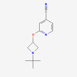 molecular formula C13H17N3O B2679202 2-[(1-叔丁基氮杂丁烷-3-基)氧基]吡啶-4-碳腈 CAS No. 2200885-43-2