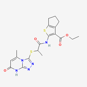 ethyl 2-({2-[(5-methyl-7-oxo-7,8-dihydro[1,2,4]triazolo[4,3-a]pyrimidin-3-yl)thio]propanoyl}amino)-5,6-dihydro-4H-cyclopenta[b]thiophene-3-carboxylate