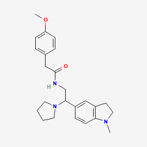 molecular formula C24H31N3O2 B2679216 2-(4-methoxyphenyl)-N-(2-(1-methylindolin-5-yl)-2-(pyrrolidin-1-yl)ethyl)acetamide CAS No. 922032-79-9