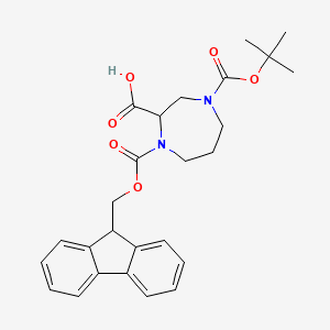 molecular formula C26H30N2O6 B2679227 1-(9H-芴-9-基甲氧羰基)-4-[(2-甲基丙烷-2-基)氧羰基]-1,4-二氮杂环庚烷-2-羧酸 CAS No. 2171516-04-2