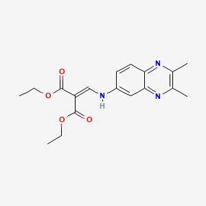 molecular formula C18H21N3O4 B2679231 二乙酸二乙酯 2-{[(2,3-二甲基-6-喹喔啉基)氨基]甲亚甲基}丙二酸酯 CAS No. 170948-50-2