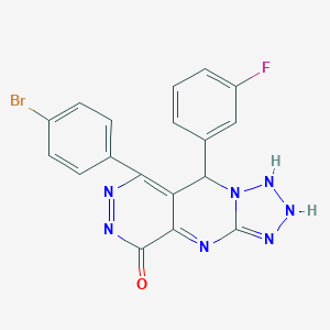 molecular formula C18H11BrFN7O B267924 10-(4-bromophenyl)-8-(3-fluorophenyl)-2,4,5,6,7,11,12-heptazatricyclo[7.4.0.03,7]trideca-1,3,9,11-tetraen-13-one 