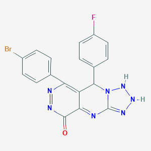 molecular formula C18H11BrFN7O B267925 10-(4-bromophenyl)-8-(4-fluorophenyl)-2,4,5,6,7,11,12-heptazatricyclo[7.4.0.03,7]trideca-1,3,9,11-tetraen-13-one 