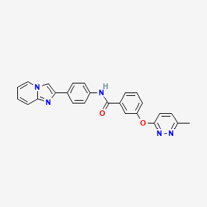 molecular formula C25H19N5O2 B2679250 N-(4-(imidazo[1,2-a]pyridin-2-yl)phenyl)-3-((6-methylpyridazin-3-yl)oxy)benzamide CAS No. 1251609-91-2