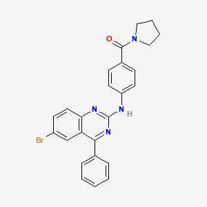 molecular formula C25H21BrN4O B2679267 (4-((6-Bromo-4-phenylquinazolin-2-yl)amino)phenyl)(pyrrolidin-1-yl)methanone CAS No. 332867-67-1
