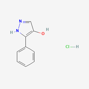 molecular formula C9H9ClN2O B2679287 5-Phenyl-1H-pyrazol-4-ol;hydrochloride CAS No. 2418726-94-8