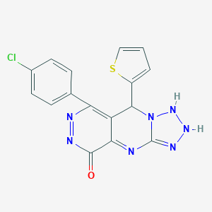 molecular formula C16H10ClN7OS B267929 10-(4-chlorophenyl)-8-thiophen-2-yl-2,4,5,6,7,11,12-heptazatricyclo[7.4.0.03,7]trideca-1,3,9,11-tetraen-13-one 