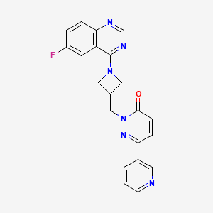 molecular formula C21H17FN6O B2679294 2-{[1-(6-Fluoroquinazolin-4-yl)azetidin-3-yl]methyl}-6-(pyridin-3-yl)-2,3-dihydropyridazin-3-one CAS No. 2200858-51-9