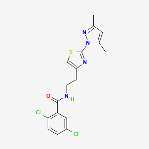molecular formula C17H16Cl2N4OS B2679299 2,5-二氯-N-(2-(2-(3,5-二甲基-1H-吡唑-1-基)噻唑-4-基)乙基)苯甲酰胺 CAS No. 1421524-21-1