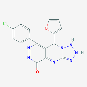 10-(4-chlorophenyl)-8-(furan-2-yl)-2,4,5,6,7,11,12-heptazatricyclo[7.4.0.03,7]trideca-1,3,9,11-tetraen-13-one