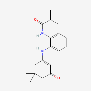 molecular formula C18H24N2O2 B2679300 N-(2-((5,5-Dimethyl-3-oxocyclohex-1-enyl)amino)phenyl)-2-methylpropanamide CAS No. 104143-31-9