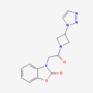 molecular formula C14H13N5O3 B2679301 3-(2-(3-(1H-1,2,3-triazol-1-yl)azetidin-1-yl)-2-oxoethyl)benzo[d]oxazol-2(3H)-one CAS No. 2034288-51-0