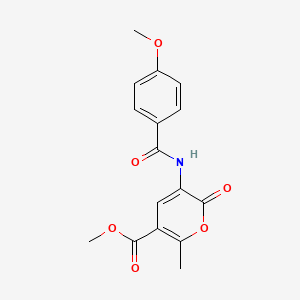 molecular formula C16H15NO6 B2679303 methyl 3-[(4-methoxybenzoyl)amino]-6-methyl-2-oxo-2H-pyran-5-carboxylate CAS No. 338405-00-8