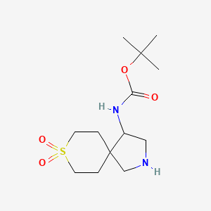 molecular formula C13H24N2O4S B2679305 叔丁基(8,8-二氧代-8-硫-2-氮杂螺[4.5]癸烷-4-基)甲酸酯 CAS No. 2225136-09-2