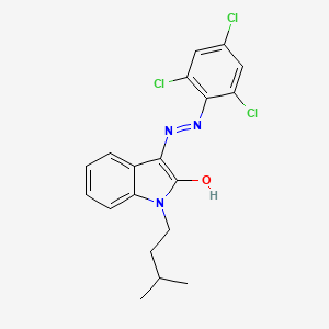 molecular formula C19H18Cl3N3O B2679311 (Z)-1-isopentyl-3-(2-(2,4,6-trichlorophenyl)hydrazono)indolin-2-one CAS No. 389596-94-5