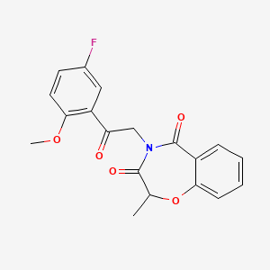 molecular formula C19H16FNO5 B2679312 4-(2-(5-fluoro-2-methoxyphenyl)-2-oxoethyl)-2-methylbenzo[f][1,4]oxazepine-3,5(2H,4H)-dione CAS No. 904511-11-1