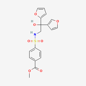 molecular formula C18H17NO7S B2679314 methyl 4-(N-(2-(furan-2-yl)-2-(furan-3-yl)-2-hydroxyethyl)sulfamoyl)benzoate CAS No. 2034236-31-0