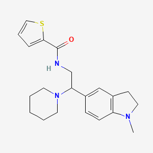molecular formula C21H27N3OS B2679326 N-(2-(1-甲基吲哚-5-基)-2-(哌啶-1-基)乙基)噻吩-2-甲酰胺 CAS No. 922069-20-3
