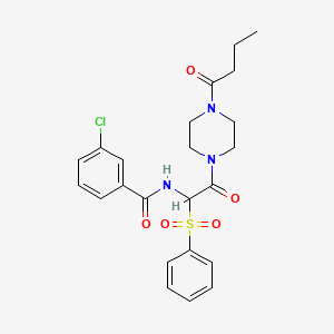 N-[1-(benzenesulfonyl)-2-(4-butanoylpiperazin-1-yl)-2-oxoethyl]-3-chlorobenzamide