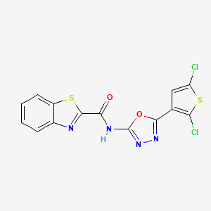 molecular formula C14H6Cl2N4O2S2 B2679331 N-(5-(2,5-dichlorothiophen-3-yl)-1,3,4-oxadiazol-2-yl)benzo[d]thiazole-2-carboxamide CAS No. 1171673-24-7