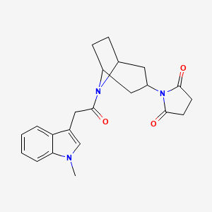molecular formula C22H25N3O3 B2679349 1-((1R,5S)-8-(2-(1-methyl-1H-indol-3-yl)acetyl)-8-azabicyclo[3.2.1]octan-3-yl)pyrrolidine-2,5-dione CAS No. 1903551-11-0