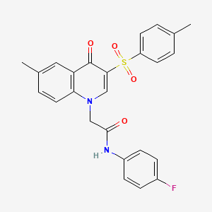 molecular formula C25H21FN2O4S B2679360 N-(4-氟苯基)-2-(6-甲基-4-氧代-3-对甲苯基喹啉-1(4H)-基)乙酰胺 CAS No. 902521-13-5