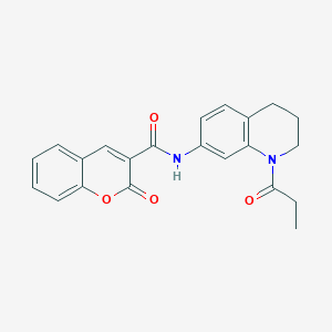 molecular formula C22H20N2O4 B2679362 2-oxo-N-(1-propionyl-1,2,3,4-tetrahydroquinolin-7-yl)-2H-chromene-3-carboxamide CAS No. 946321-39-7