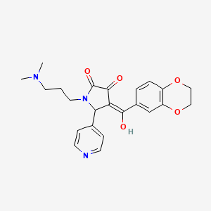 molecular formula C23H25N3O5 B2679373 4-(2,3-dihydrobenzo[b][1,4]dioxine-6-carbonyl)-1-(3-(dimethylamino)propyl)-3-hydroxy-5-(pyridin-4-yl)-1H-pyrrol-2(5H)-one CAS No. 618405-52-0
