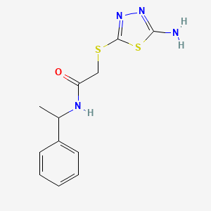 molecular formula C12H14N4OS2 B2679377 2-[(5-氨基-1,3,4-噻二唑-2-基)硫代]-N-(1-苯乙基)乙酰胺 CAS No. 329921-13-3