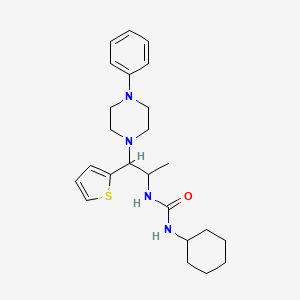 1-Cyclohexyl-3-(1-(4-phenylpiperazin-1-yl)-1-(thiophen-2-yl)propan-2-yl)urea