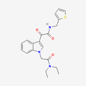 molecular formula C21H23N3O3S B2679397 2-[1-[2-(diethylamino)-2-oxoethyl]indol-3-yl]-2-oxo-N-(thiophen-2-ylmethyl)acetamide CAS No. 894001-96-8